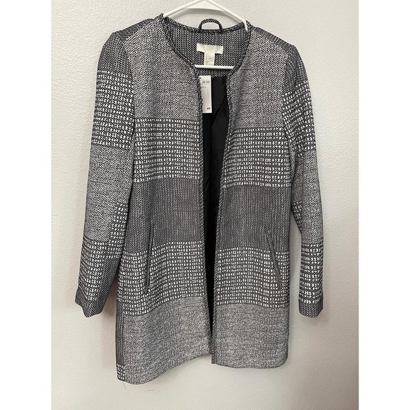 H&M Collarless Open Front Gray Jacket Women’s Size US 4 NEW WITH TAGS - Picture 2 of 9